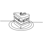 Continuous Line Drawing Cake Vector Illustration