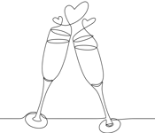 Two Glasses Champagne Continuous Line (1)