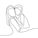Mother Child Love Illustration Continuous Drawing Single Line Art