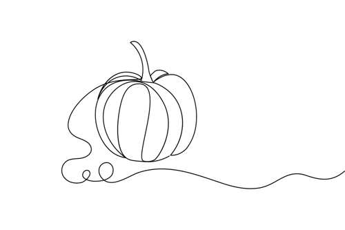 Pumpkin Continuous One Line Drawing Minimalist Style Isolate Outline Vector Illustration