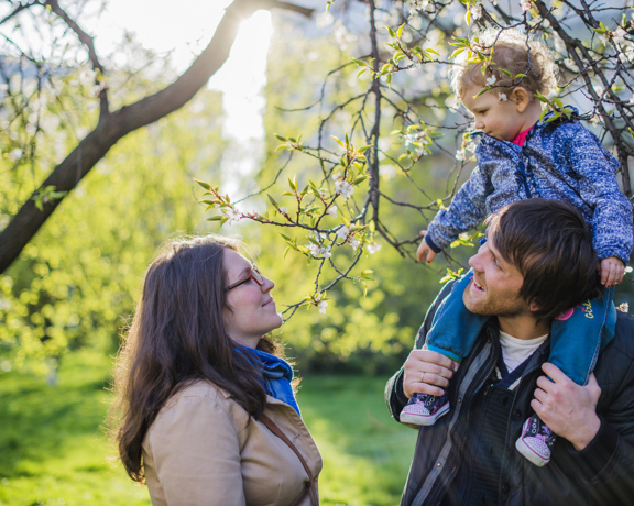Happy Mother Looking Her Son His Father S Shoulders